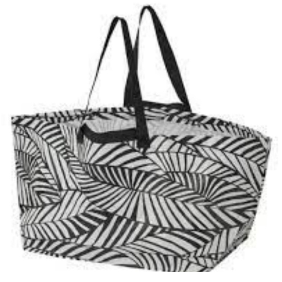 IKEA | SLUKIS NWT Frakta Shopping Bag Large Black White "Leaf" Design 19 Gallons - Picture 5 of 7